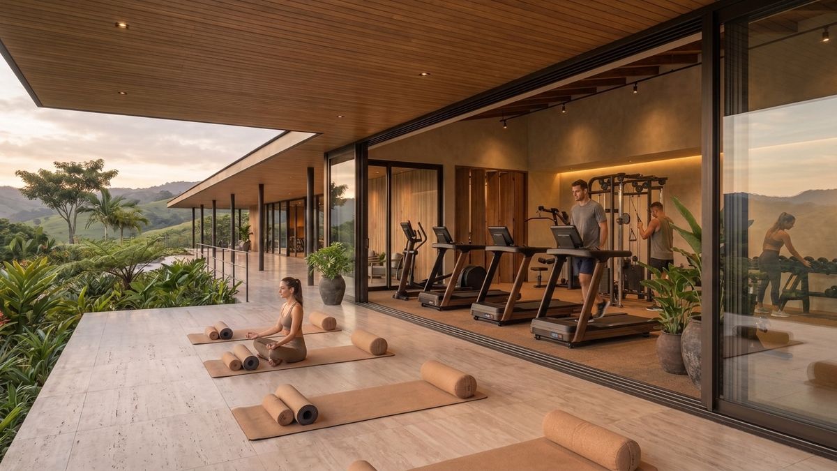 The gym and yoga terrace